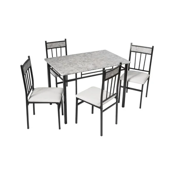 Ensemble de Table à Manger de 5 Pièces avec Table Rectangulaire Moderne et de 4 Chaises Rembourrées Table de Cuisine Gain de Place pour Salle à Manger