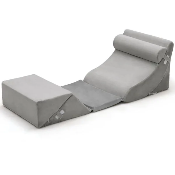 Ensemble d’Oreillers Compensés en Mousse avec Appuie-tête Oreiller de Lecture pour Post-opératoire Support de Jambe Gris