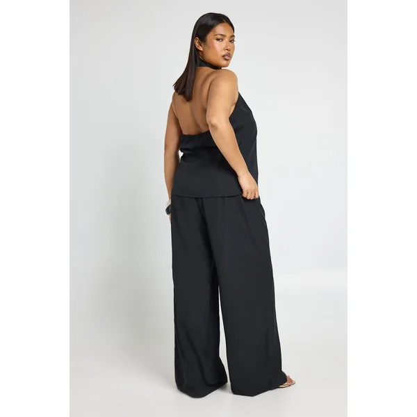Ensemble Grande Taille Top Dos Nu Et Pantalon Large En Crêpe