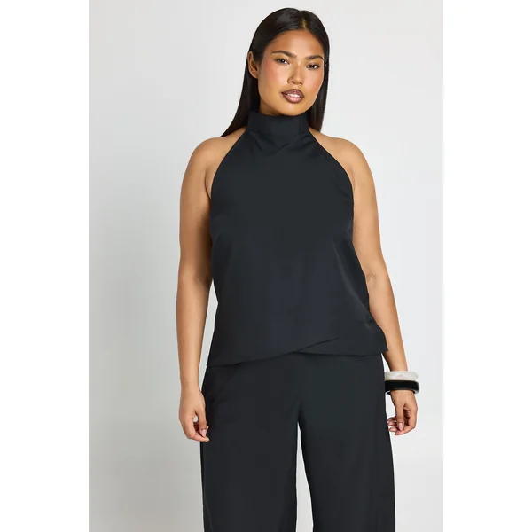 Ensemble Grande Taille Top Dos Nu Et Pantalon Large En Crêpe