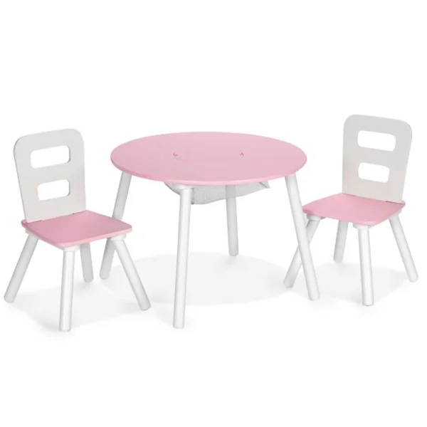 Ensemble Table avec 2 Chaises et Espace de Rangement pour Jouets 3-7 ans avec Pieds en Pin Vert