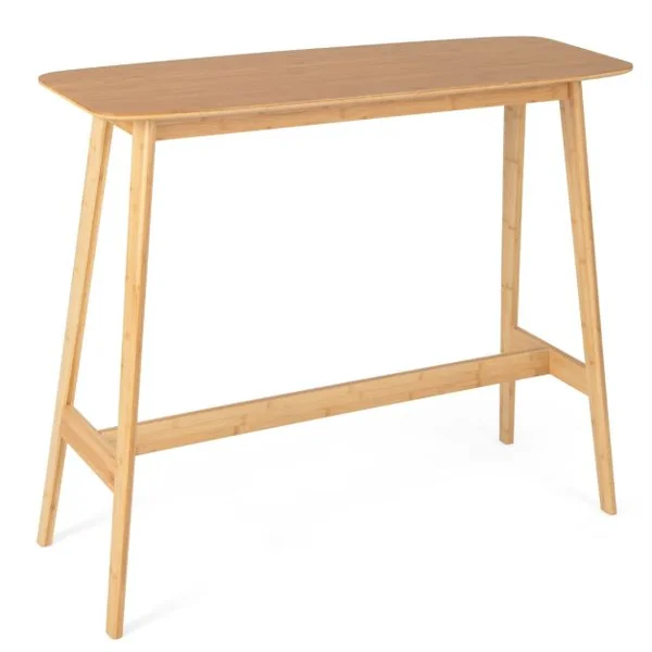 Ensemble Table de Bar Table Haute de Cuisine 120L x 45l x 99H cm Mange-debout en Bois Vernis avec Repose-Pie