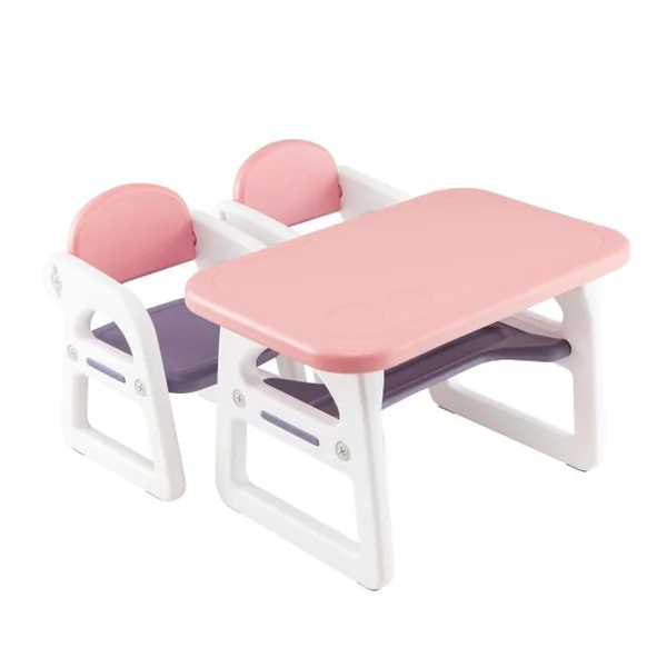 Ensemble Table et 2 Chaises pour Enfants 3 Pièces avec Etagère de Rangement Concave Agés de 1 à 5 Ans Bleu