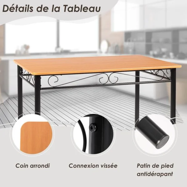 Ensemble Table et 4 Chaises Table à Manger avec 4 Chaises Rembourrées Cadre en Métal pour Cuisine Restaurant Salon
