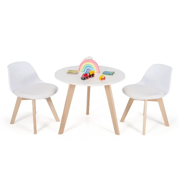 Ensemble Table et Chaises pour Enfants Pieds en Bois de Hêtre Robuste pour Jouer Dessiner Manger Etudier