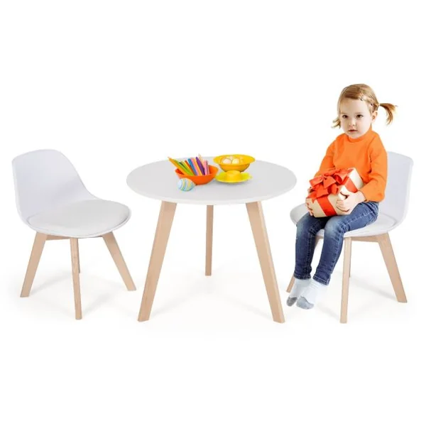 Ensemble Table et Chaises pour Enfants Pieds en Bois de Hêtre Robuste pour Jouer Dessiner Manger Etudier