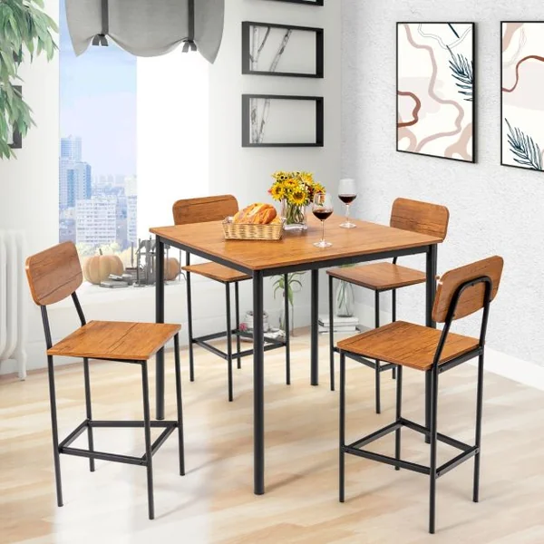 Ensemble Table et Chaises Salle à manger pour 4 Personnes Cadre en Métal 4 Chaises de Style industrielle