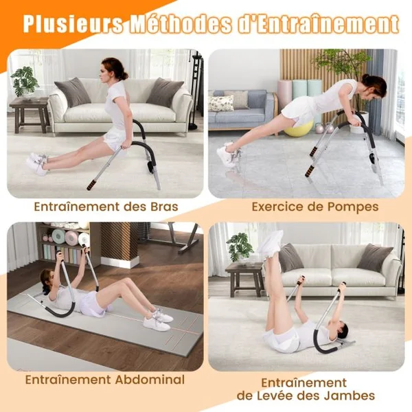 Entraîneur de Fitness AB Machine Abdominale Pliable avec Soutien Rembourré pour Tête/Cou Redressements Assis Noir