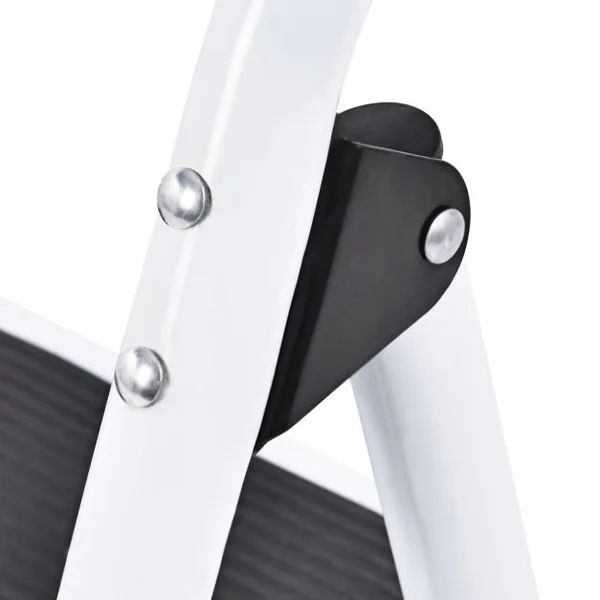 Escabeau Marches Pliant Echelle Marchepied antidérapant Escabeau Ménager en Fer 150kg capacité Hauteur 108CM Blanc Noir 3 Marches