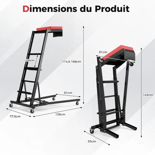 Escabeau Repliable pour Moteur avec Hauteur et Angle Réglable Plateau Rembourré Poste de Travail Surélevé Repliable