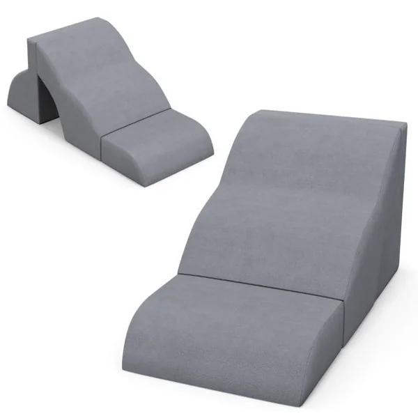 Escalier pour Chien Chat en Mousse 3 Marches Charge 30KG Rampe pour Animaux avec Fond Antidérapant Housse Amovible Gris