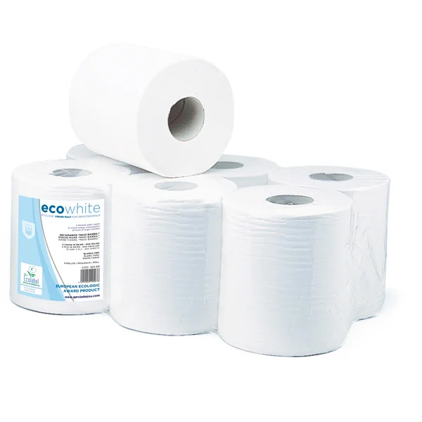 ESSUIE-MAINS "MAXI BARRIL" ECOLABEL 2 PLIS - BOBINE 1KG 19 G/M2 Ø 19x21,6 CM BLANC OUATE (6 UNITÉ) - Garcia de Pou