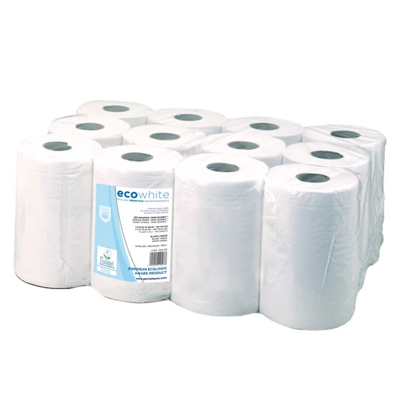 ESSUIE-MAINS "MINI-BARRIL" ECOLABEL 2 PLIS - 160 FEUILLES 19 G/M2 Ø 13x20 CM BLANC OUATE (12 UNITÉ) - Garcia de Pou