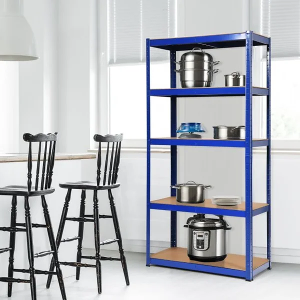 Etagère de Garage à 5 Niveaux Charge Max.175KG Etagère Ajustable 90 x 40 x 180cm Bleu