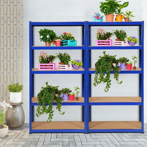 Etagère de Garage à 5 Niveaux Charge Max.175KG Etagère Ajustable 90 x 40 x 180cm Bleu