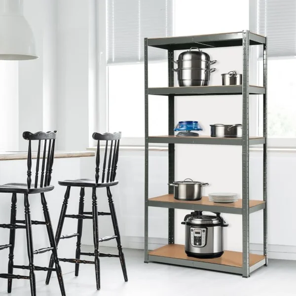 Etagère de Garage à 5 Niveaux Charge Max.175KG Etagère Ajustable 90 x 40 x 180cm Gris