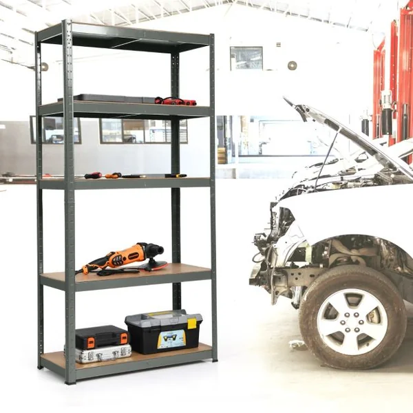 Etagère de Garage à 5 Niveaux Charge Max.175KG Etagère Ajustable 90 x 40 x 180cm Gris