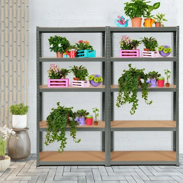 Etagère de Garage à 5 Niveaux Charge Max.175KG Etagère Ajustable 90 x 40 x 180cm Gris