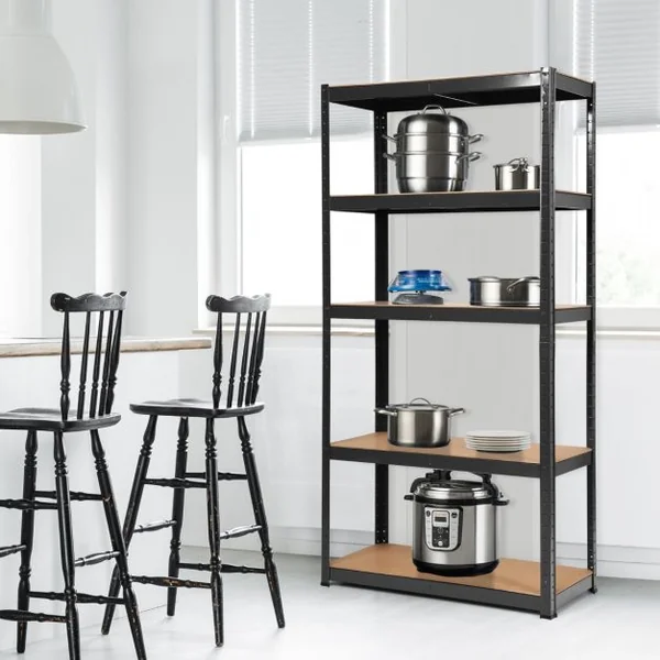 Etagère de Garage à 5 Niveaux Charge Max.175KG Etagère Ajustable 90 x 40 x 180cm Noir