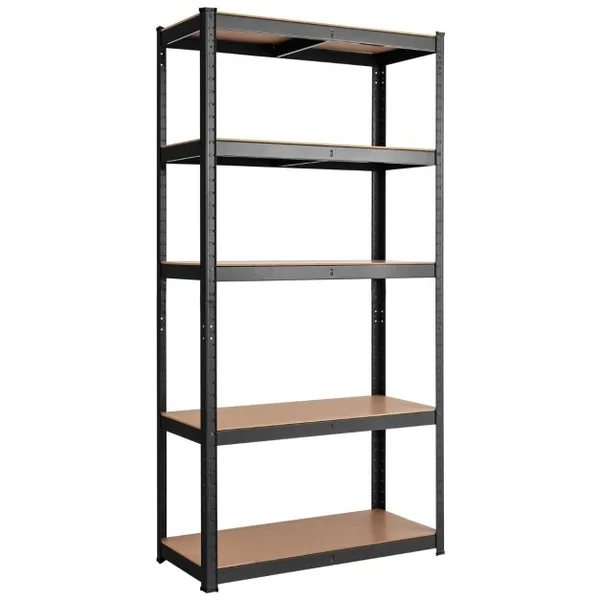 Etagère de Rangement Métallique à 5 Niveaux pour Charges Lourdes et Grande Capacité Tablettes en MDF 75x30x150cm Noir/Bleu