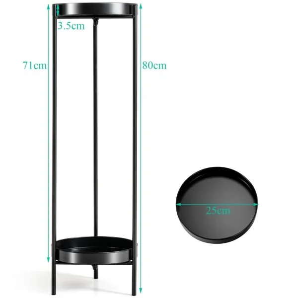 Etagère à Fleurs Colonne à Plantes en Acier Porte Pots pour Intérieur et Extérieur Charge max:15 KG 25-D x 80 CM Or