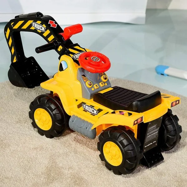 Excavatrice Tracteur Jouet pour Enfant Porteur de Quatre Pneus Vocal avec Casque de Sécurité