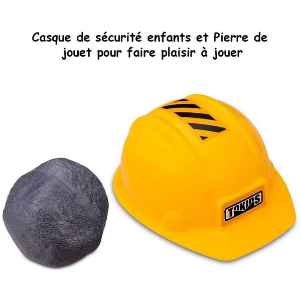 Excavatrice Tracteur Jouet pour Enfant Porteur de Quatre Pneus Vocal avec Casque de Sécurité
