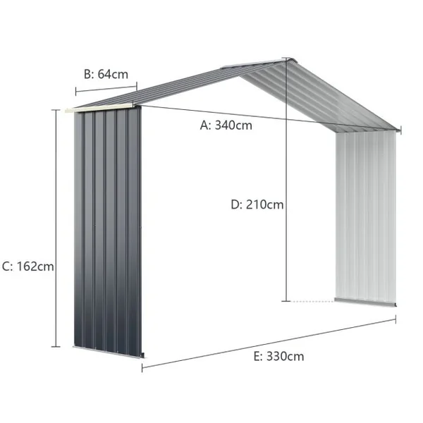 Extension d’Abri de Jardin en Métal pour Vélo Gris