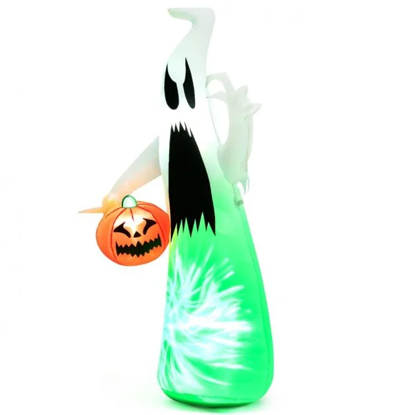 Fantôme Gonflable d'Halloween 172cm Décoration de Vacance avec Citrouille Lumière LED Intégrée pour Arrière-Cours Jardin Pelouse