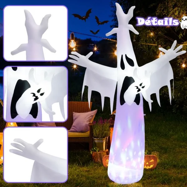 Fantôme Gonflable d'Halloween Décoration de Fête avec Lumières LED et Gonfleur Étanche Décoration Idéale pour Halloween
