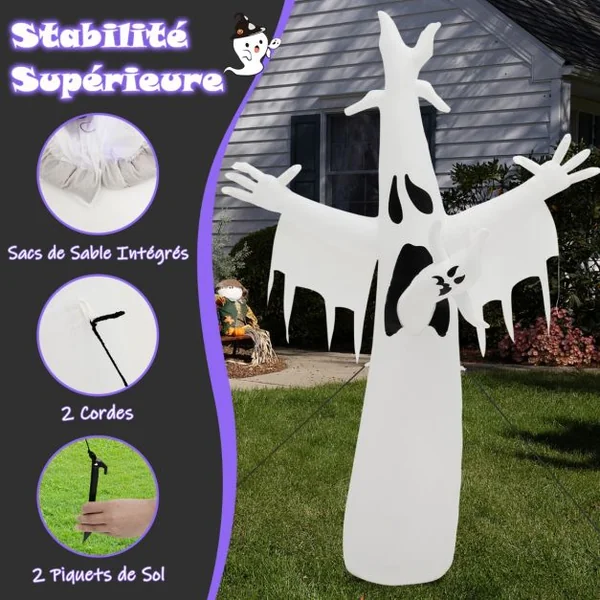 Fantôme Gonflable d'Halloween Décoration de Fête avec Lumières LED et Gonfleur Étanche Décoration Idéale pour Halloween