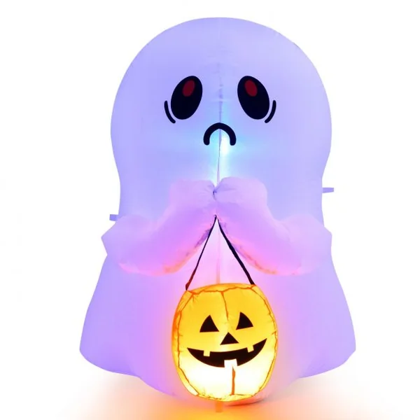 Fantôme Gonflable d'Halloween Hauteur 120 CM Décoration Extérieure d'Halloween avec Lumières LED pour Cour Pelouse