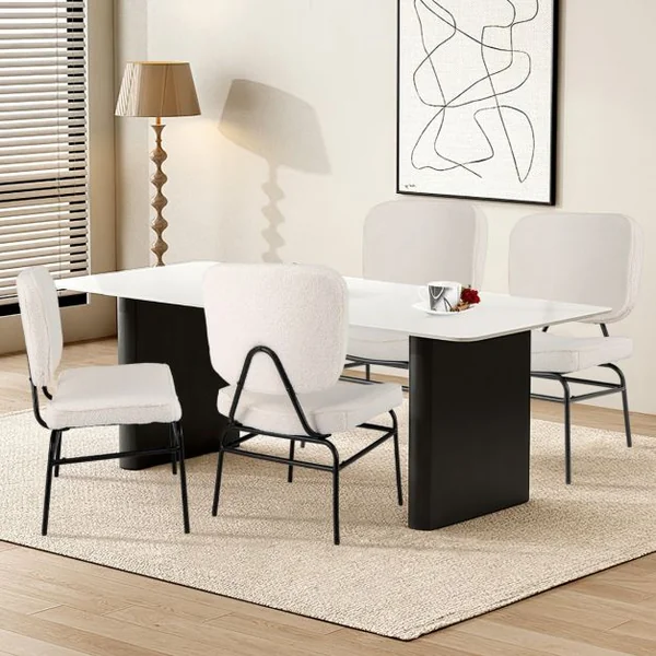 Fauteuil Accent Rembourré Fauteuil de Lecture en Sherpa avec Rembourrage en Éponge Patins Ajustables & Cadre en Métal Chaise Moderne Beige