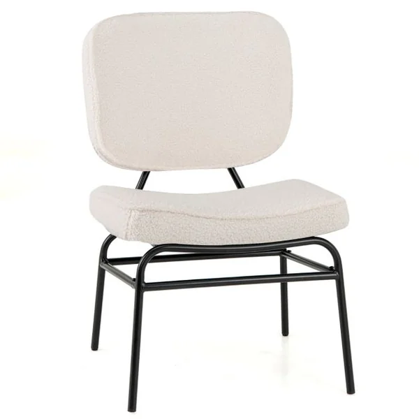 Fauteuil Accent Rembourré Fauteuil de Lecture en Sherpa avec Rembourrage en Éponge Patins Ajustables & Cadre en Métal Chaise Moderne Beige