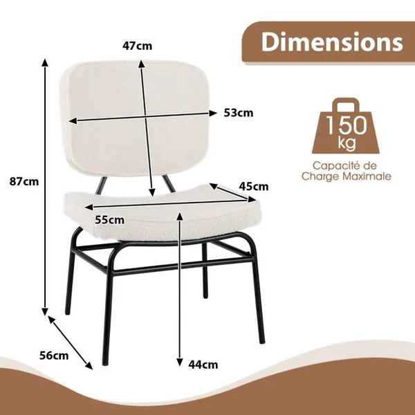 Fauteuil Accent Rembourré Fauteuil de Lecture en Sherpa avec Rembourrage en Éponge Patins Ajustables & Cadre en Métal Chaise Moderne Beige