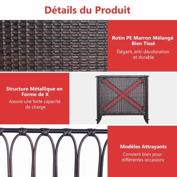 Fauteuil Chaise Suspendu en Rotin PE 2 Cordes de Suspension, Crochets Cadre en Métal Coussins Porche Jardin Rouge