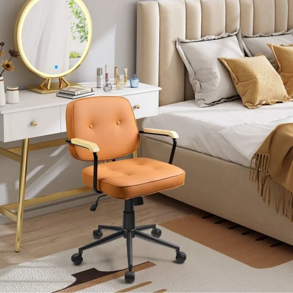 Fauteuil de Bureau - Dossier à Bascule - Accoudoir Ergonomique en PU Hauteur d’Assise Réglable 48 - 55,5 CM Orange