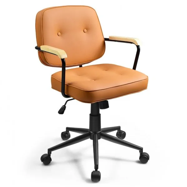 Fauteuil de Bureau - Dossier à Bascule - Accoudoir Ergonomique en PU Hauteur d’Assise Réglable 48 - 55,5 CM Orange