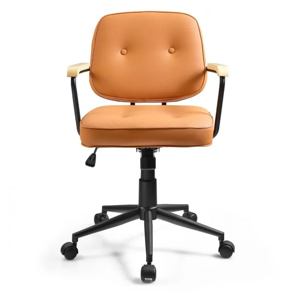 Fauteuil de Bureau - Dossier à Bascule - Accoudoir Ergonomique en PU Hauteur d’Assise Réglable 48 - 55,5 CM Orange
