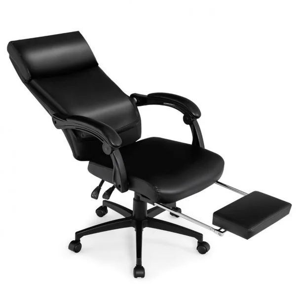 Fauteuil de Bureau Pivotant Dossier Inclinable Ergonomique avec Repose-Pieds Réglable en Hauteur 62 x 71,5 x 109-119 cm Noir