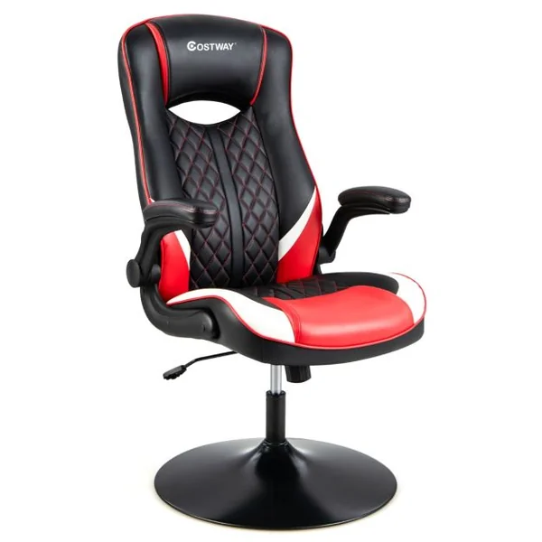 Fauteuil Gamer Pivotable Ergonomique Chaise Gaming Inclinable Dossier & Accoudoirs Hauteur Réglable Rouge