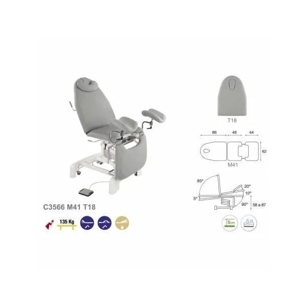Fauteuil gynécologique électrique Ecopostural C3566 (tabouret offert)