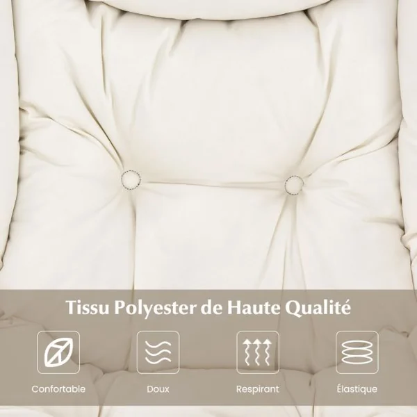 Fauteuil Paresseux avec Ottoman Fauteuil Moderne de Loisirs avec Oreiller Accoudoirs Poche Latérale et Repose-pieds Beige/Bleu/Gris/Café