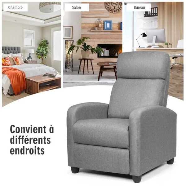 Fauteuil Relax Inclinable Rembourrage en Cuir PU avec Dossier et Repose-Pied Réglable Noir 68 x 72 x 100CM Charge 125KG Marron