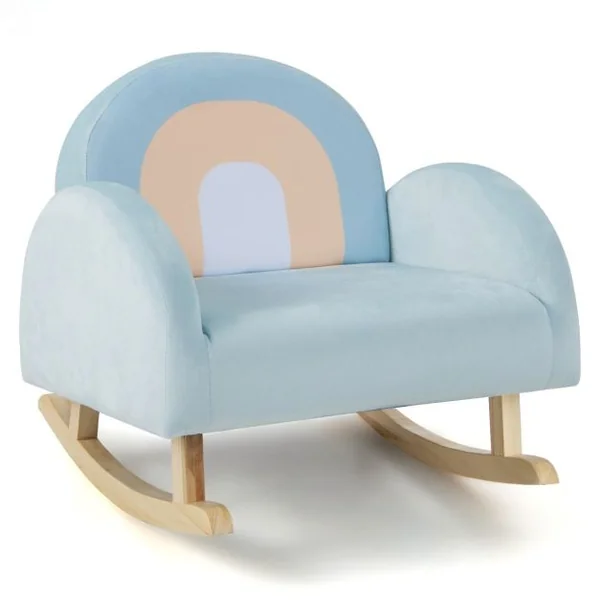 Fauteuil à Bascule Enfants en Peluche Charge 50kg Jolis Cadeaux pour Garçon Fille de 3-5 ans Bleu