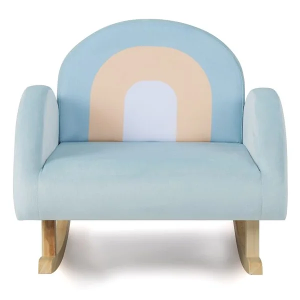 Fauteuil à Bascule Enfants en Peluche Charge 50kg Jolis Cadeaux pour Garçon Fille de 3-5 ans Bleu