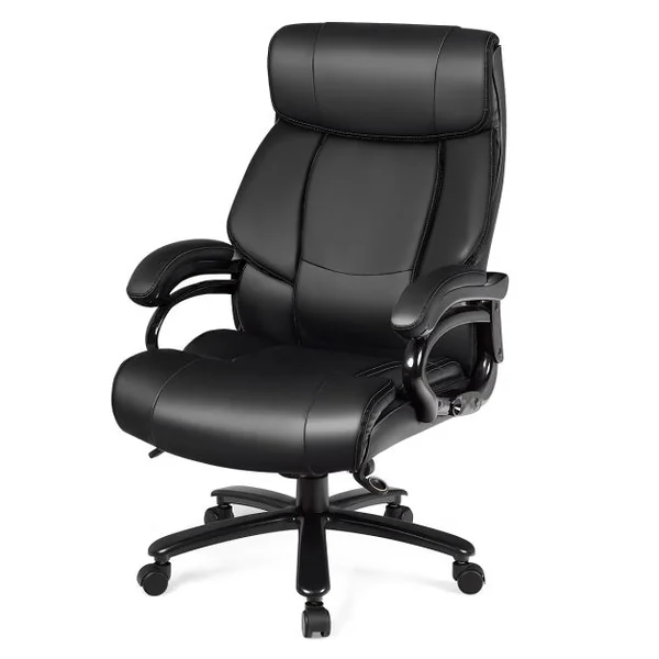 Fauteuil à Bascule Pivotante en Similicuir Ultra Souple Hauteur Réglable Base Robuste Noir Charge 200kg Noir