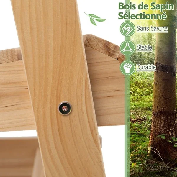 Fauteuil/Chaise à Bascule en Bois de Sapin avec Porte-gobelet Rotatif Accoudoirs Élargis et Siège Incurvé Charge 150kg
