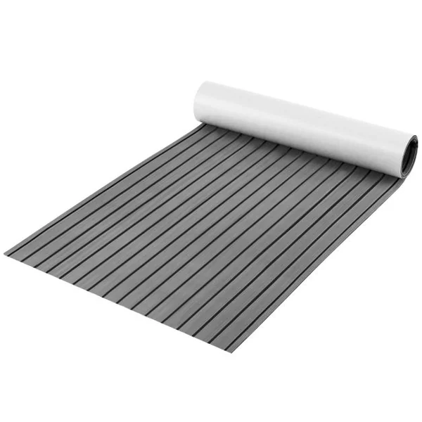 Faux Teck Pont en EVA Mousse de Bateau 240 x 90 CM, ÉPAIS 6 mm Tapis de Sol Marine Auto-Adhésif Antidérapant Gris