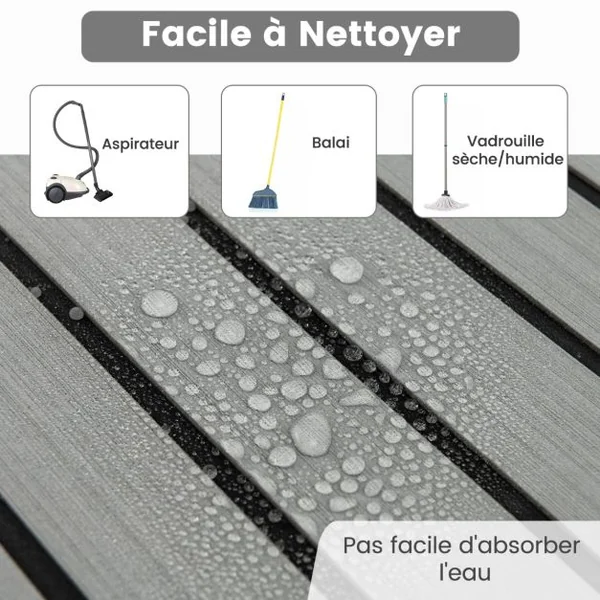 Faux Teck Pont en EVA Mousse de Bateau 240 x 90 CM, ÉPAIS 6 mm Tapis de Sol Marine Auto-Adhésif Antidérapant Gris